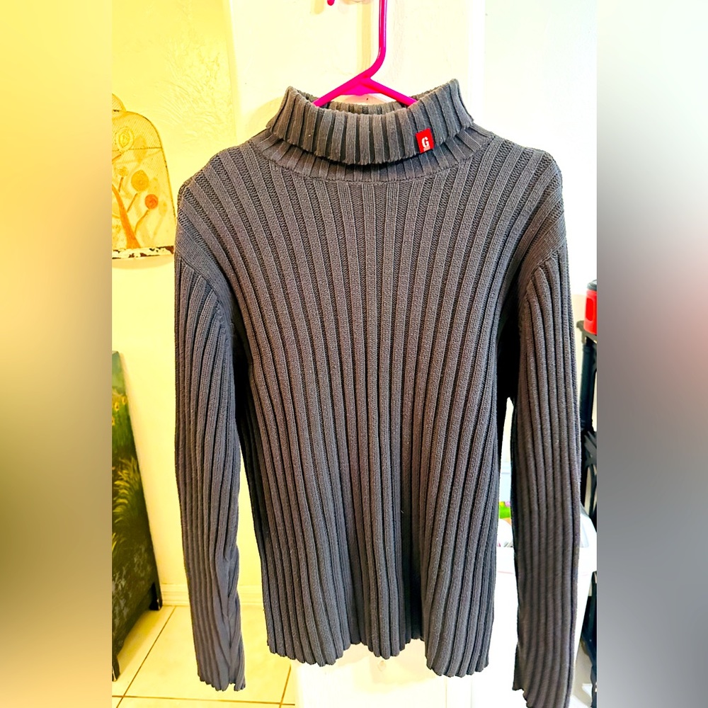 Guess Cotton  Gray Turtleneck Knit Sweater